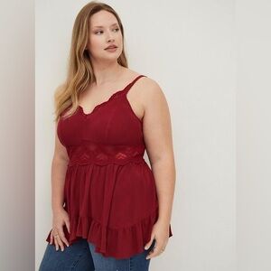 TORRID - Babydoll Gauze With Lace Inset Cami - 1/XL